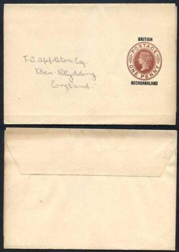 British Bechuanaland O/P on QV 1d Brown Newspaper Wrapper Mint Pre Addressed 