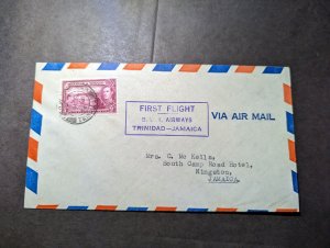 1944 Trinidad and Tobago Airmail First Flight Cover FFC to Kingston Jamaica