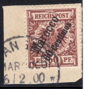 German Offices in Morocco #6,  part Tanger 6 Feb 1900 CDS CV$37.50  E