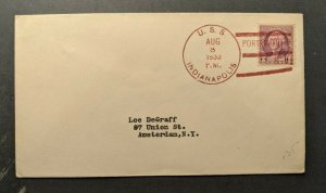 1933 USS Indianapolis Navy Cover to Amsterdam NY Portsmouth NH Cancel