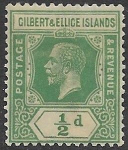 Gilbert & Ellice # 14 George V  - ½d. Green  (1) VF Unused