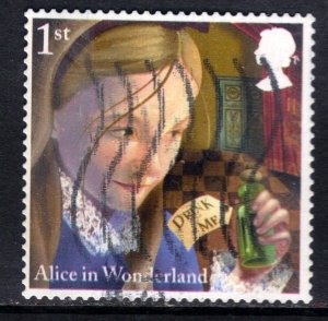 GB 2015 QE2 1st Alice in Wonderland Drink Me used SG 3668 Self Adhes ( B1444 )