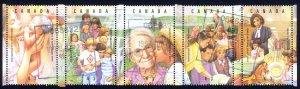 Canada Sc# 1523a-1523e Used Strip/5 (c) 1994 43c U.N. Year of the Family