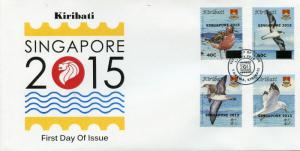 Kiribati 2015 FDC Birds Definitives Singapore 2015 Overprint O/P 4v Set Cover