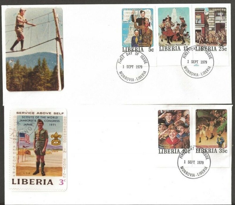 1979 Liberia Rockwell Imperforate Boy Scout set 50 on 20 FDC