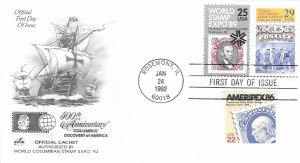 1992 FDC, #2616, 29c World Columbian Stamp Expo, Art Craft - combo