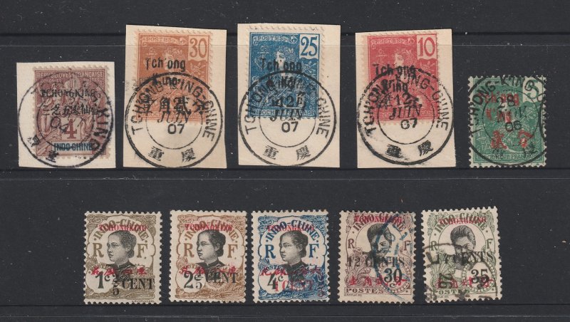 Tch'ong (French PO) a small lot with old ones on piece