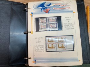 USA 4c & 5c PLUS SOME AIRMAILS MOSTLY PLATE BLOCKS MINT IN ALBUM FACE $26 A381