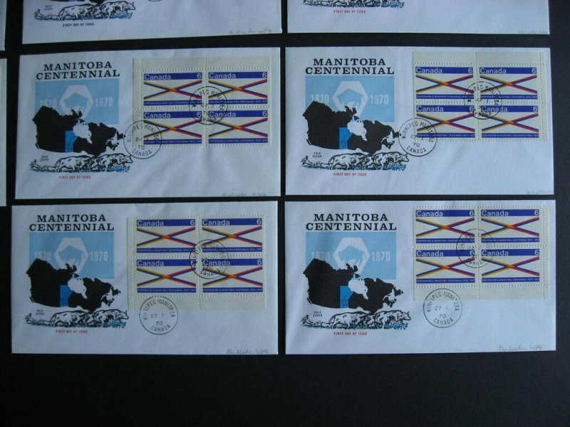 Bileski CANADA 12 Manitoba Centennial covers,1 signed by Premier,1 by Designer 