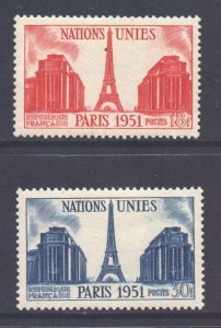 France Scott 671/672 - SG1132/1133, 1951 United Nations Set MH*