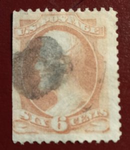 US Scott #186 Used Pink Shade 6c Lincoln/ Cut Left Perforation VF 1879
