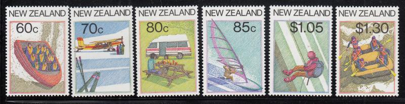 New Zealand 1987 MNH Scott #861-#866 Jetboat, aviation, camping, windsurfing,...