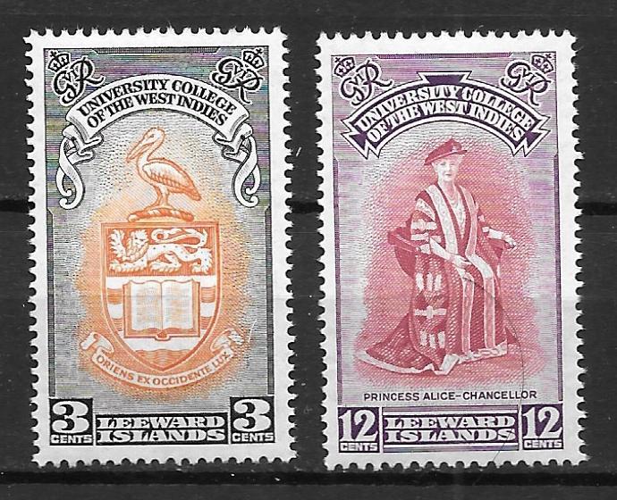 Leeward Islands 130-31 University set MNH