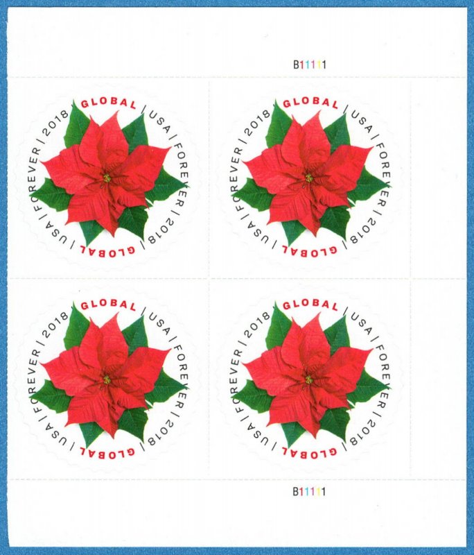 USA Sc. 5311 ($1.15) Global Poinsettia 2018 plate block