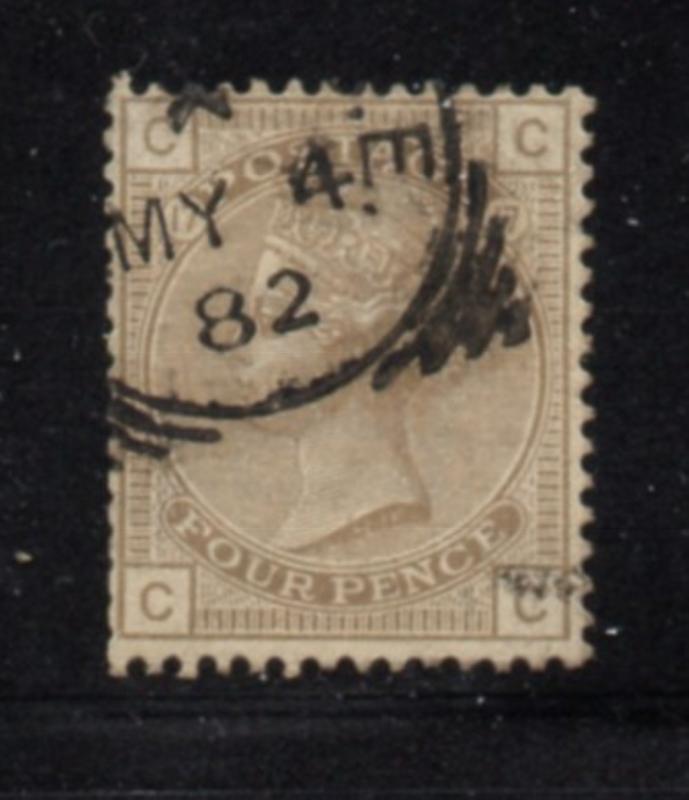 Great Britain Sc 84 1878 4d gray brown Victoria stamp used