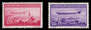 Liechtenstein #C15-16 Cat$70, 1936 Zeppelin, set of two, hinged