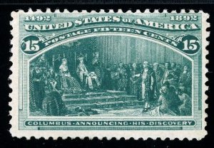 USAstamps Unused FVF US 1893 Columbian Expo Scott 238 OG MNH SCV $600