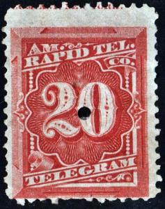 1T6 20¢ American Rapid Telegraph Company Stamp (1881) Remaindered/MH