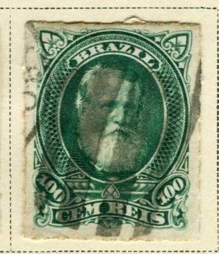 BRAZIL; 1878 early classic Pedro issue fine used 100r. value 