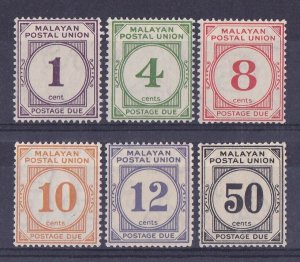 MALAYAN POSTAL UNION 1936 Postage Due set 1c-50c MNH **