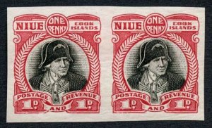 Niue SG56 1d IMPERF PAIR Gummed paper U/M