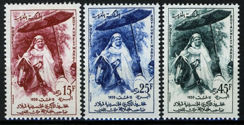 Morocco 1959, 50th Birthday King Mohammed V, VF MNH, Mi 439-41 cat 3,2€ 