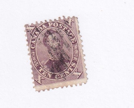 CANADA # 17 10cts PRINCE ALBERT LIGHT CANCEL CAT VALUE $80 