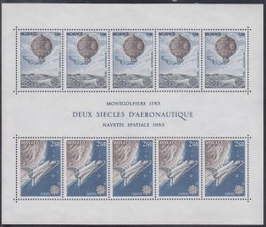 MONACO Sc #1369a CPL MNH SHEET of 5 SETS, EUROPA 1983, AVIATION, BALLOONS, SPACE