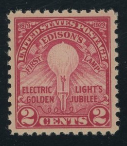 USA 654 - 2 cent Edison Flat Plate - XF Mint never hinged