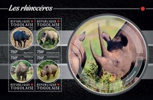 TOGO 2015 SHEET RHINOCEROSES RHINOS WILDLIFE tg15216a