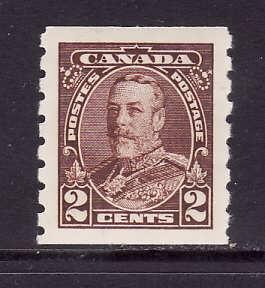 Canada-Sc#229-unused og, hinged 2c brown KGV coil-1935-