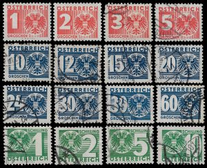 Austria 1935 Sc J159-74 MH, U f-vf complete