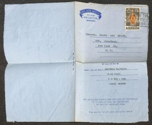 NIGERIA 86 STAMP AEROGRAMME MARKS & CLERK LAGOS TO USA 1948