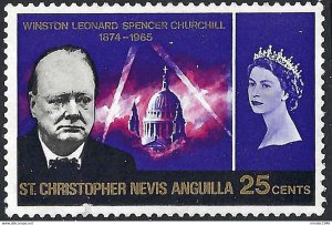 ST CHRISTOPHER NEVIS & ANGUILLA 1966 QEII 25c Bluish Violet, Churchill Commem...