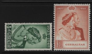 Gibraltar Scott # 121 - 122 VF OG mint LH nice color scv $ 61 ! see pic !