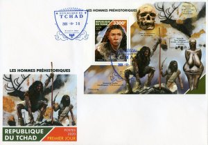 CHAD  2020 PREHISTORIC MAN SOUVENIR SHEET FIRST DAY COVER