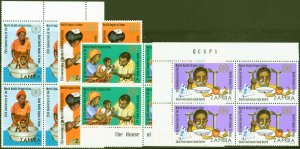 Zambia 1973 25th Anniversary W.H.O Set of 4 SG199-202 in Fine MNH Blocks of 4