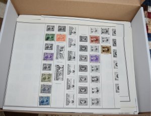 Boxed Lot of Remnant Album Pages, Stamps, Old Department Store Sets & More (d2)