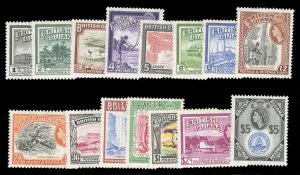 British Guiana #250-267 Cat$124.05, 1954 QEII, complete set, never hinged