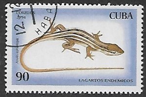 Cuba # 3621 - Fife-striped Grass Anole - unused CTO.....{R3}