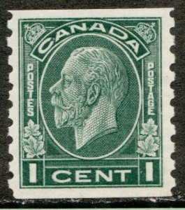 1932 Canada #205 - 1¢ Green Coil -  King George V Medallion Series MH Est $20