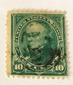 1895 Webster 10c Scott#273 Dark Green Double Line Watermark Canceled BEP Printed