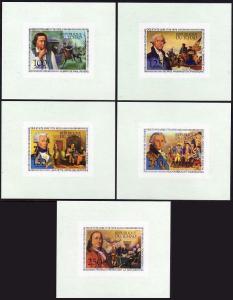 Chad C181-C185 deluxe sheets,MNH. USA-200,1976.Revere,Washington,Lafayette,