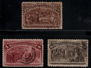 U.S. Stamps Columbian 234 236 237 Set