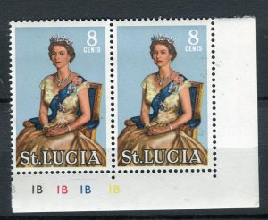 ST.LUCIA; 1960s early QEII pictorial issue MINT MNH Sheet CORNER PAIR