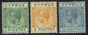 CYPRUS 1925 KGV 1/2PI 2PI 21/2PI