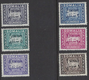 Somalia #J55-60 MNH set, postage dues, issued 1950