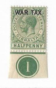 Gibraltar Sc #MR#1   1/2p  green bottom counter NH VF