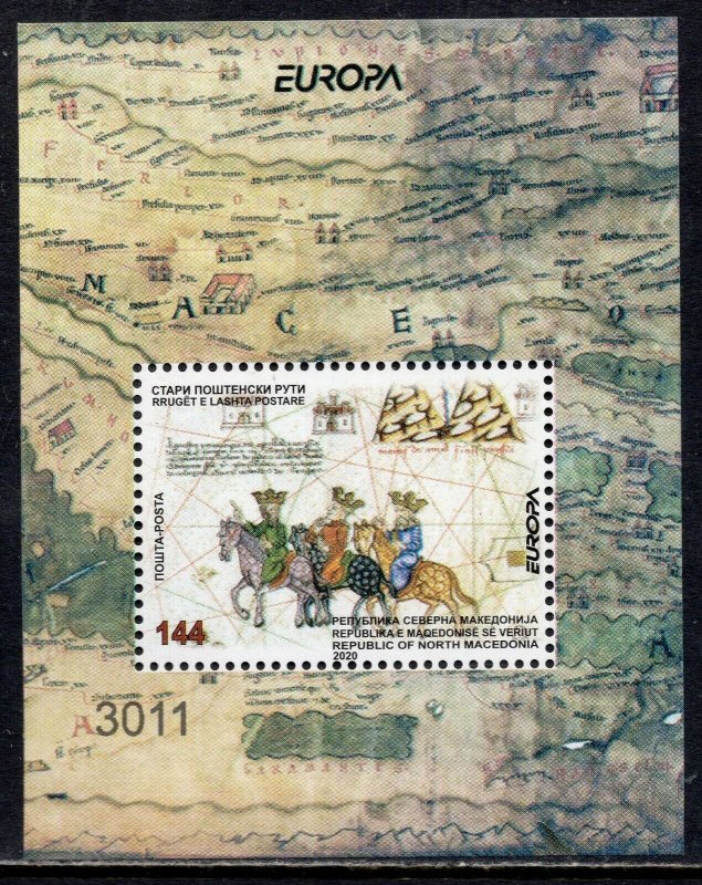 393 - NORTH MACEDONIA 2020 - Europa - Ancient Postal Routes - MNH Souvenir Sheet