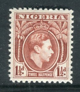NIGERIA; 1938 early GVI portrait issue fine Mint hinged Shade of 1.5d. value